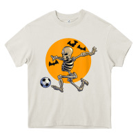Cream skeleton soccer player funny halloween blood moon Heavy Core Tee - DesignPulse