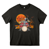 Asphalt Skeleton Drummer Halloween Costume Playing Drums Mens Boys Heavy Core Tee - DesignPulse