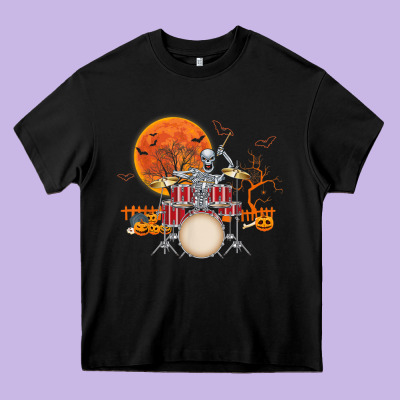 Skeleton Drummer Halloween Costume Playing Drums Mens Boys Heavy Core Tee Designed By Designpulse