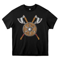 Black renaissance fair faire festival medieval theme axe shield Heavy Core Tee - DesignPulse