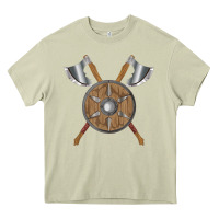 Mossy renaissance fair faire festival medieval theme axe shield Heavy Core Tee - DesignPulse