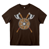 Chocolate Brown renaissance fair faire festival medieval theme axe shield Heavy Core Tee - DesignPulse