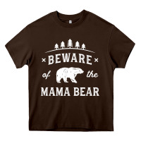 Chocolate Brown beware mama bear mom protect strong mother graphic clip art t shirt Heavy Core Tee - DesignPulse