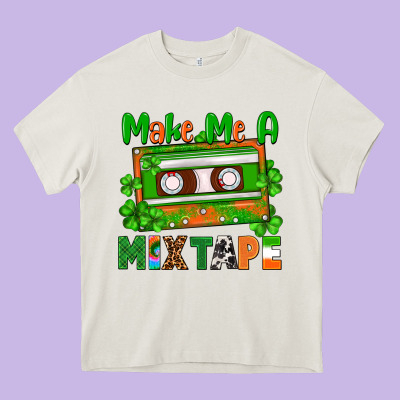 St. Patrick's Day Make Me A Mixtape Heavy Core Tee Designed By Fadigitalartstudio