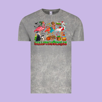 Happy Hallothanksmas Flamingo Vintage Tee Designed By Cowhidedigitalart