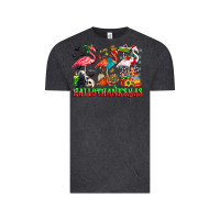 Vintage Black happy hallothanksmas flamingo Vintage Tee - CowhideDigitalArt