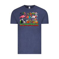 Vintage Denim happy hallothanksmas flamingo Vintage Tee - CowhideDigitalArt
