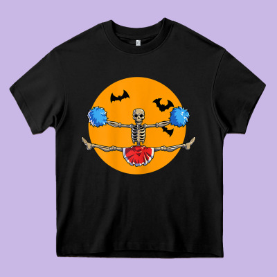Cheerleading Skeleton Halloween Cheer Skeleton Cheerleader T Shirt Heavy Core Tee Designed By Designpulse