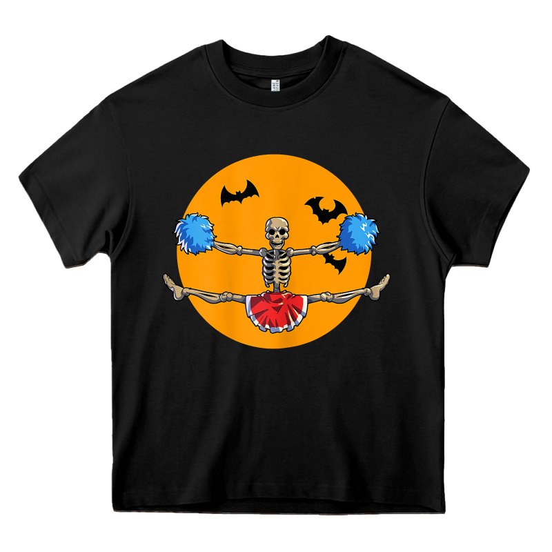 Cheerleading Skeleton Halloween Cheer Skeleton Cheerleader T Shirt Heavy Core Tee by DesignPulse | Teevron