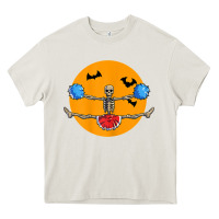 Cream cheerleading skeleton halloween cheer skeleton cheerleader t shirt Heavy Core Tee - DesignPulse