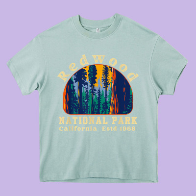 Redwood National Park California Retro Vintage Cam Heavy Core Tee Designed By Designpulse