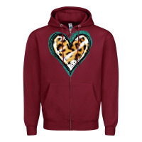 Burgundy Glitter Leopard Heart Zipper Hoodie - Jasminsmagicworld