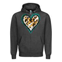 Charcoal Heather Glitter Leopard Heart Zipper Hoodie - Jasminsmagicworld