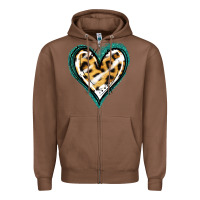 Chestnut Glitter Leopard Heart Zipper Hoodie - Jasminsmagicworld
