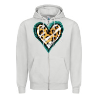 Dove Grey Glitter Leopard Heart Zipper Hoodie - Jasminsmagicworld