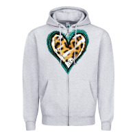 Heather Grey Glitter Leopard Heart Zipper Hoodie - Jasminsmagicworld