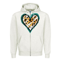 Oatmeal Heather Glitter Leopard Heart Zipper Hoodie - Jasminsmagicworld