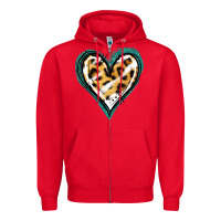 Red Glitter Leopard Heart Zipper Hoodie - Jasminsmagicworld