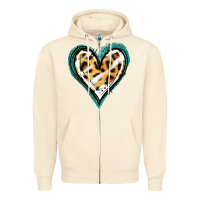 Sandshell Glitter Leopard Heart Zipper Hoodie - Jasminsmagicworld
