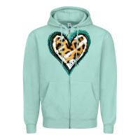 Glitter Leopard Heart Zipper Hoodie | Teevron