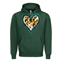 Sports Green Glitter Leopard Heart Zipper Hoodie - Jasminsmagicworld
