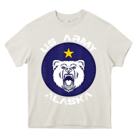 Cream us army alaska polar bear patch t shirt Heavy Core Tee - DesignPulse
