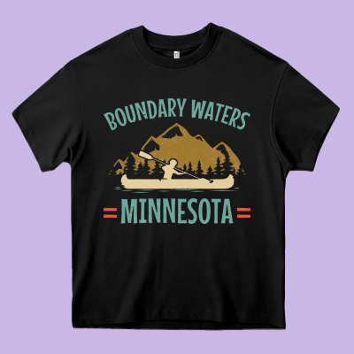 Retro Boundary Waters Canoe Minnesota Heavy Core Tee Designed By Designpulse