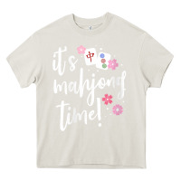 Cream womens mahjong gift for her mahjong player v neck t shirt Heavy Core Tee - DesignPulse