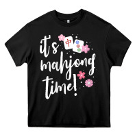 Black womens mahjong gift for her mahjong player v neck t shirt Heavy Core Tee - DesignPulse
