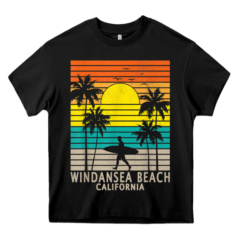 Windansea Beach California Ca Surfer Surfing Surf Palm Tree Heavy Core Tee by DesignPulse | Teevron