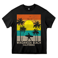 Black windansea beach california ca surfer surfing surf palm tree Heavy Core Tee - DesignPulse
