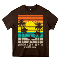 Chocolate Brown windansea beach california ca surfer surfing surf palm tree Heavy Core Tee - DesignPulse