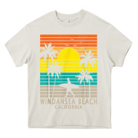 Cream windansea beach california ca surfer surfing surf palm tree Heavy Core Tee - DesignPulse
