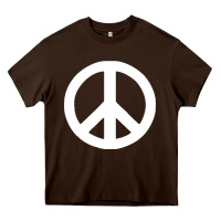 Chocolate Brown Peace Sign Heavy Core Tee - DesignPulse
