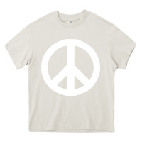 Cream Peace Sign Heavy Core Tee - DesignPulse