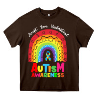 Chocolate Brown autism awareness month t  shirt autism awareness rainbow accept unders Heavy Core Tee - DesignPulse