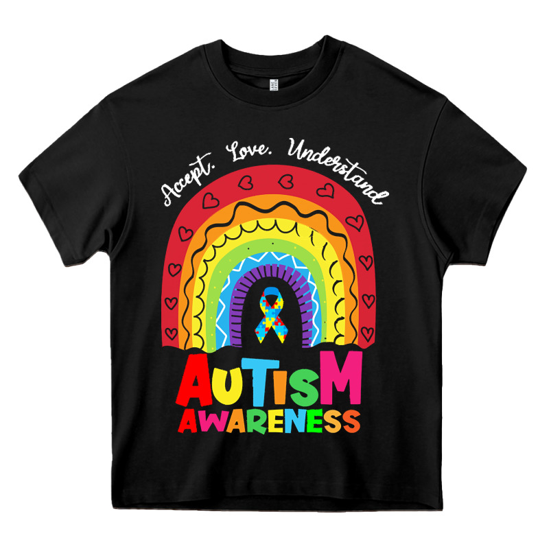 Autism Awareness Month T  Shirt Autism Awareness Rainbow Accept Unders Heavy Core Tee by DesignPulse | Teevron
