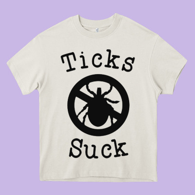 Ticks Suck Shirt Lyme Disease Gift Green Awareness Ribbon Heavy Core Tee Designed By Designpulse