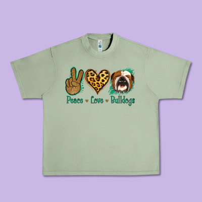 Peace Love Bulldog Urban Heavy Tee Designed By Jasminsmagicworld
