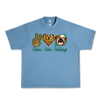 Pebble Blue Peace Love Bulldog Urban Heavy Tee - Jasminsmagicworld