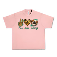 Salmon Peace Love Bulldog Urban Heavy Tee - Jasminsmagicworld