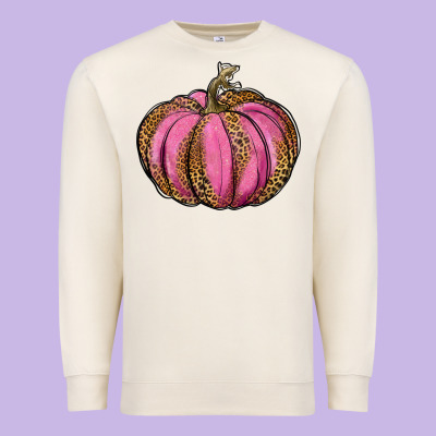 Leopard Cancer Pumpkin Premium Sweatshirt Designed By Ranaportraitstore