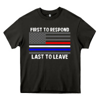Asphalt police fire ems first responder american flag firefighter t shirt Heavy Core Tee - DesignPulse