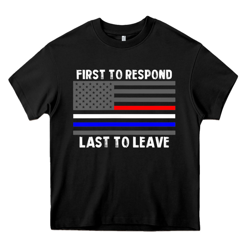 Police Fire Ems First Responder American Flag Firefighter T Shirt Heavy Core Tee by DesignPulse | Teevron