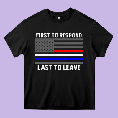 Police Fire Ems First Responder American Flag Firefighter T Shirt Heavy Core Tee Designed By Designpulse