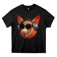 Black Blodwyn pig Heavy Core Tee - DesignPulse