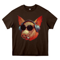 Chocolate Brown Blodwyn pig Heavy Core Tee - DesignPulse