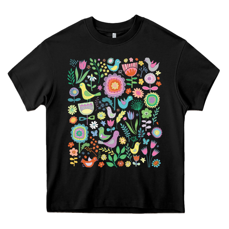 Cute Birds T  Shirt Birds And Blooms   Cute Floral Pattern By Cecca De Heavy Core Tee by DesignPulse | Teevron
