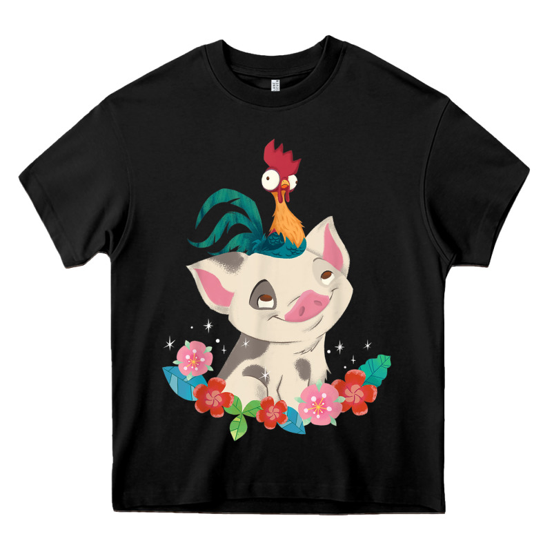 Moana Heihei Rooster Pua Flowers Graphic Heavy Core Tee by PixelWave | Teevron