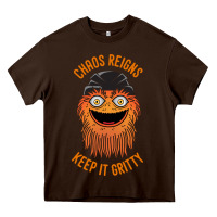 Chocolate Brown chaos reigns keep it gritty Heavy Core Tee - PixelWave